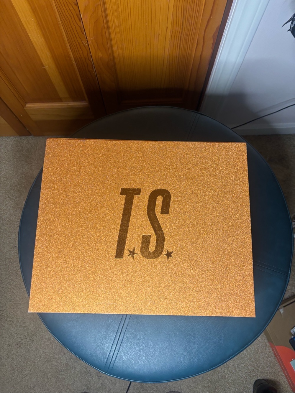 Taylor Swift Orange Glitter TS Logo Keepsake Box